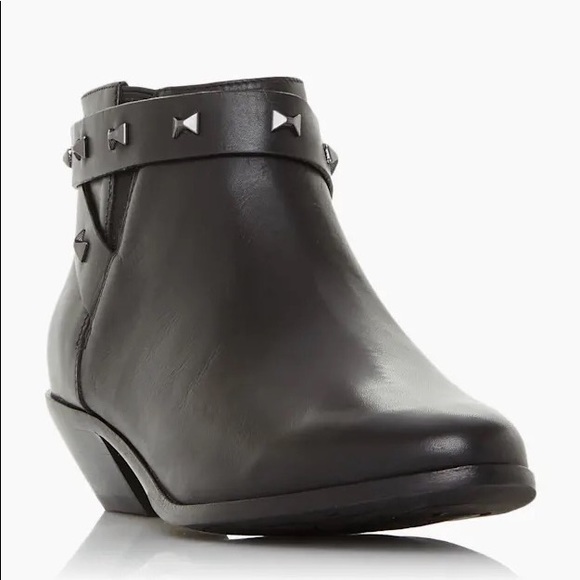 TED BAKER WESTERN HOMADA ANKLE BOOTIES BLACK LEATHER BOW STUDS NWT SZ 8 - Picture 8 of 12